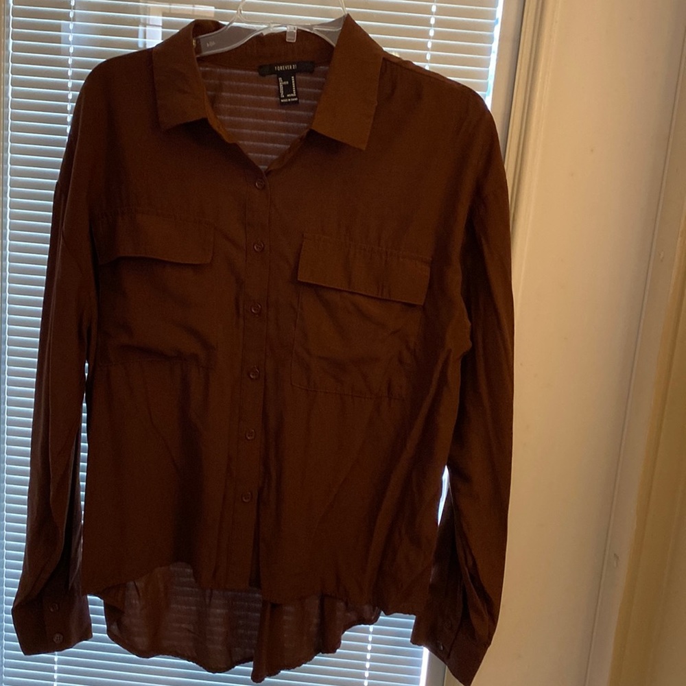 Forever 21, beautiful, brown button down